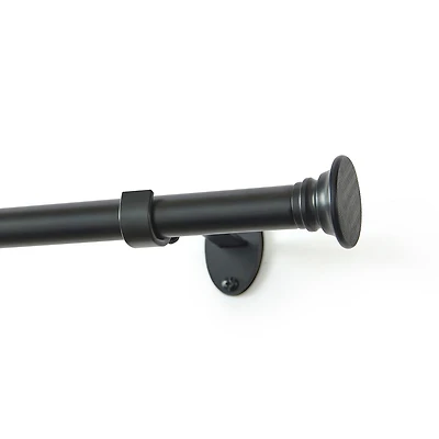 Shaker 3/4-Inch Adjustable Single Curtain Rod with Rounded End Cap Finials