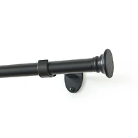 Shaker 3/4-Inch Adjustable Single Curtain Rod with Rounded End Cap Finials