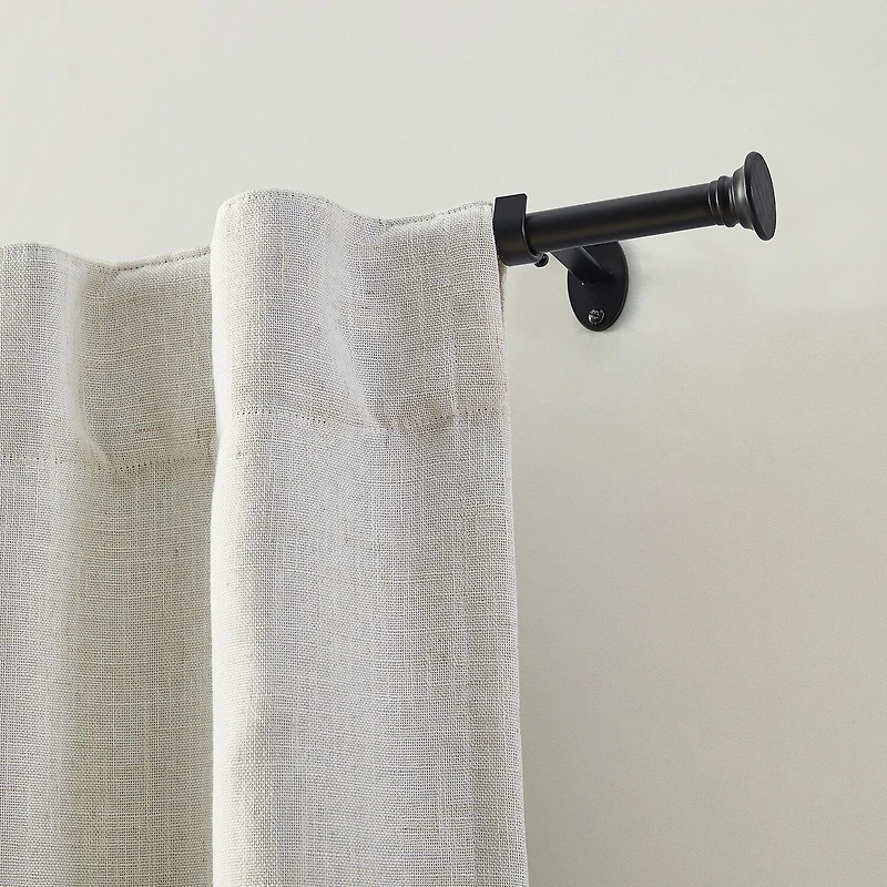 Shaker 3/4-Inch Adjustable Single Curtain Rod with Rounded End Cap Finials