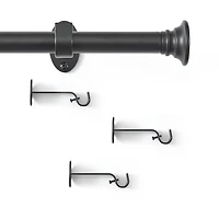 Shaker 3/4-Inch Adjustable Single Curtain Rod with Rounded End Cap Finials