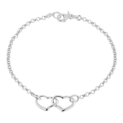 Sterling Silver Double Heart Bracelet
