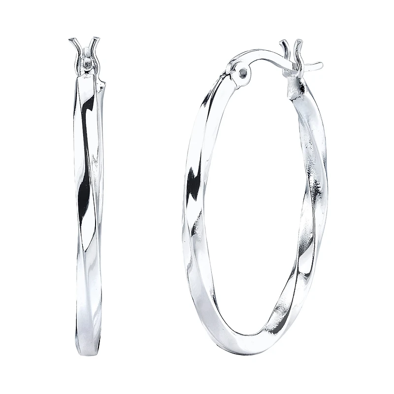 Sterling Silver Twisted Hoop Earrings