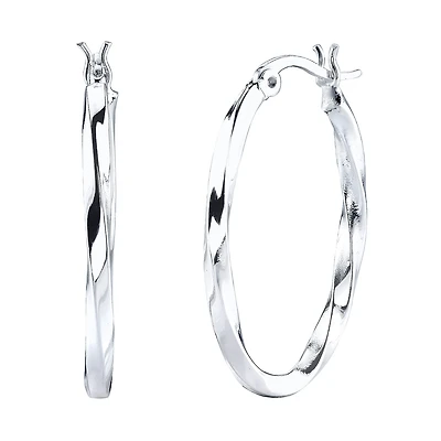 Sterling Silver Twisted Hoop Earrings