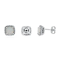 Lab-Created Opal Sterling Silver Earrings