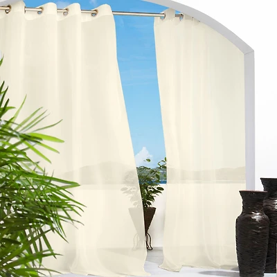 Outdoor Decor Escape Solid Grommet Top Energy Saving Light-Filtering Single Curtain Panel