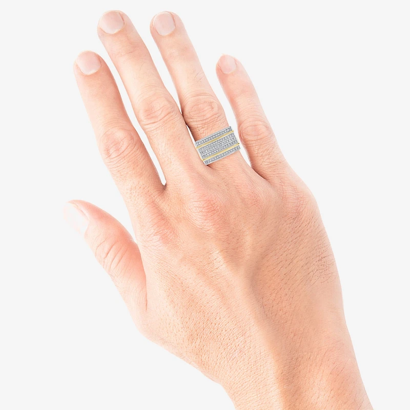 Mens 1/ CT. T.W. Natural White Diamond Sterling Silver Fashion Ring