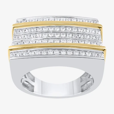 Mens 1 CT. T.W. Natural White Diamond Sterling Silver Fashion Ring