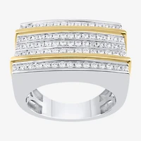 Mens 1/ CT. T.W. Natural White Diamond Sterling Silver Fashion Ring