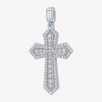 Mens 2 CT. T.W. Natural White Diamond 10K Gold 10K White Gold Cross Pendant