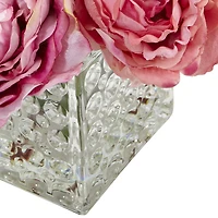 Nearly Natural Peony In Glass Vase Artificial Flowers