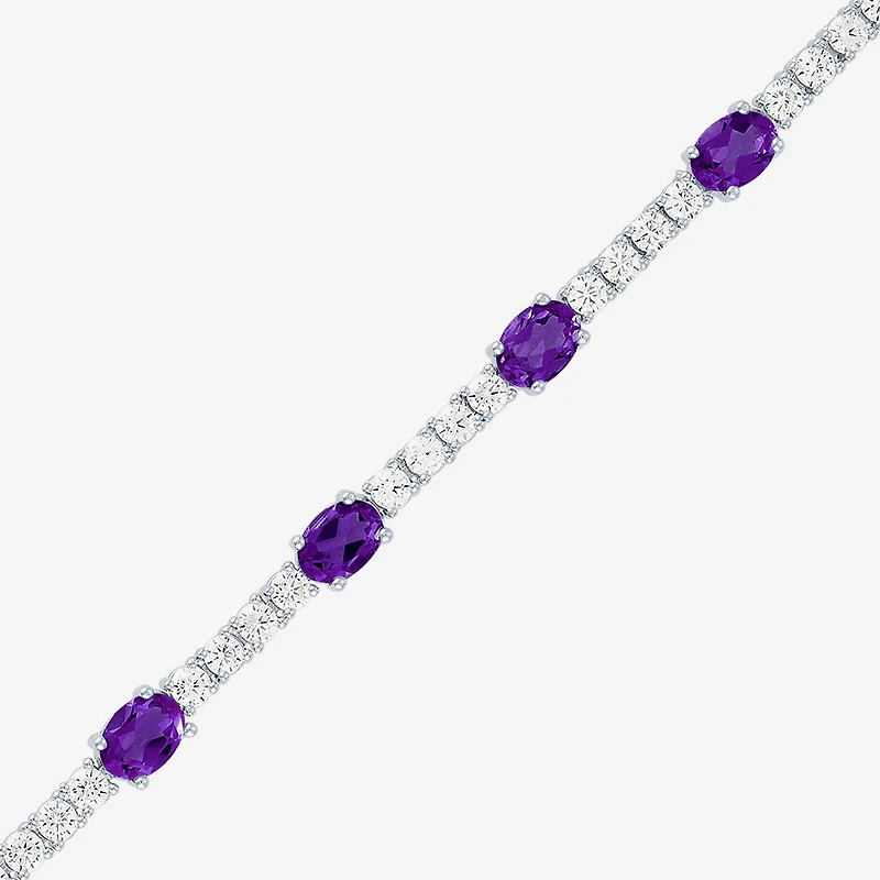 Gemstone Pure Silver Over Brass Tennis Bracelet