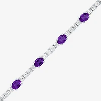 Gemstone Pure Silver Over Brass Tennis Bracelet