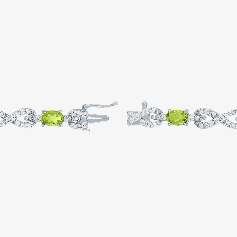 Gemstone Sterling Silver Infinity 7.5 Inch Tennis Bracelet