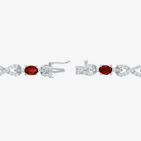 Womens Genuine Red Garnet Sterling Silver 7.5 Inch Tennis Bracelet