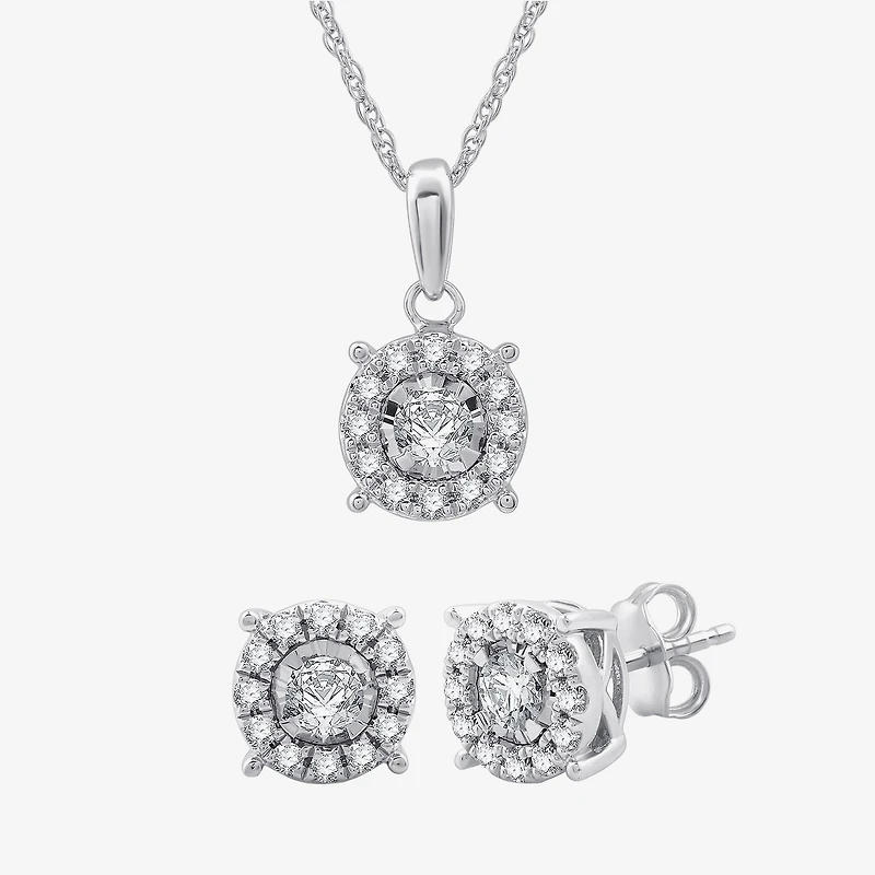 Diamond Blossom Womens 1 CT. T.W. Lab Grown White Diamond Sterling Silver Round 2-pc. Jewelry Set