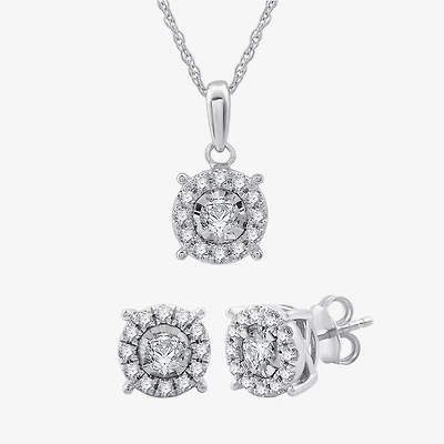 Diamond Blossom Womens 1 CT. T.W. Lab Grown White Diamond Sterling Silver Round 2-pc. Jewelry Set