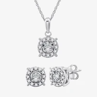 Diamond Blossom Womens 1 CT. T.W. Lab Grown White Diamond Sterling Silver Round 2-pc. Jewelry Set