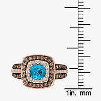 Le Vian® Ring featuring 1 CT. Deep Sea Blue Topaz™ 1/3 Nude Diamonds™ 1/2 Chocolate Diamonds® set 14K Strawberry Gold®