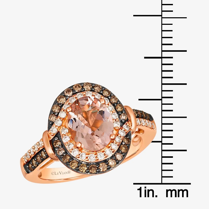 Le Vian® Ring featuring 1 1/3 CT. Peach Morganite™ Chocolate Diamonds® 1/4 Nude Diamonds™ set 14K Strawberry Gold®