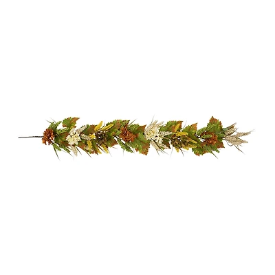 Northlight Flowers With Wheat Unlit Christmas Indoor Garland