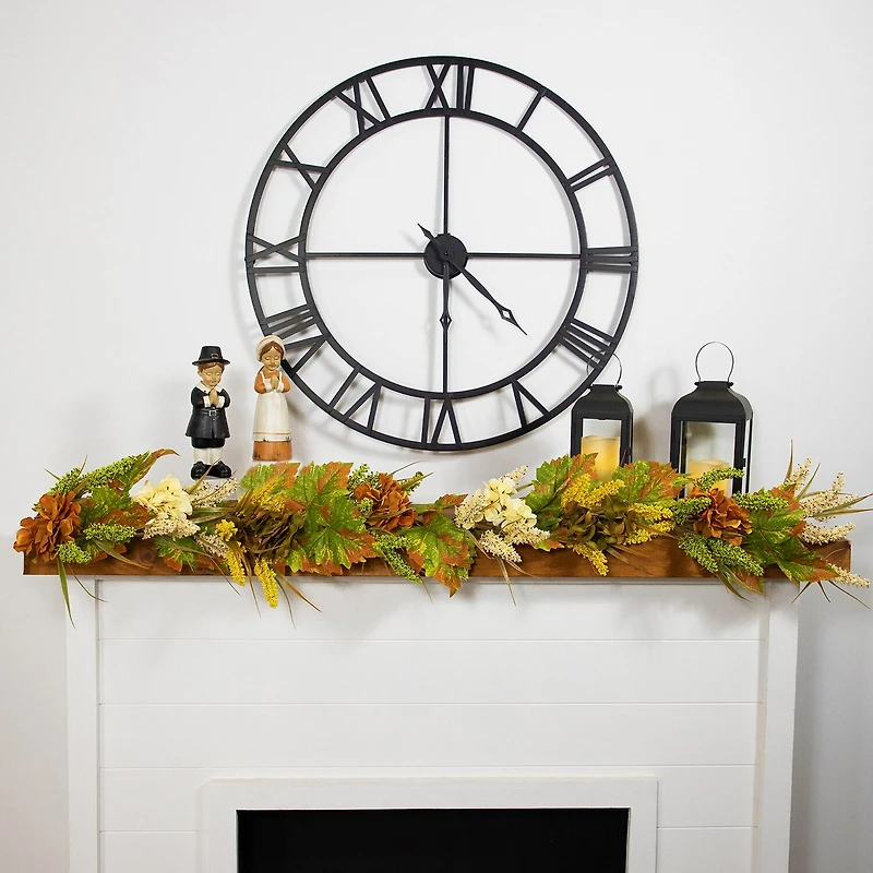 Northlight Flowers With Wheat Unlit Christmas Indoor Garland