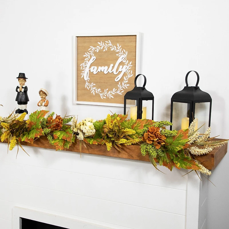 Northlight Flowers With Wheat Unlit Christmas Indoor Garland