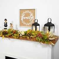Northlight Flowers With Wheat Unlit Christmas Indoor Garland