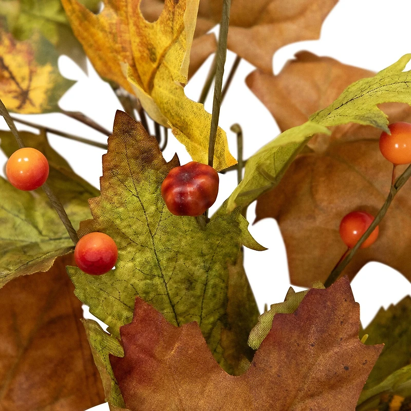Northlight 5ft X 8in Maple Leaf And Berry Unlit Thanksgiving Indoor Garland