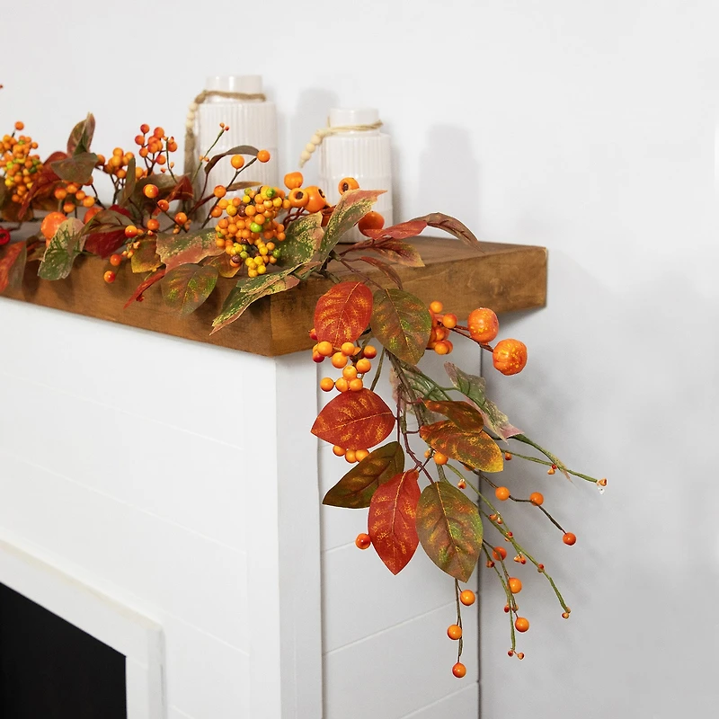 Northlight 5ft X 10in Pumpkin And Berry Unlit Thanksgiving Indoor Garland