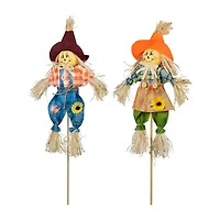 Northlight 18in Boy And Girl Scarecrow Picks 2-pc. Thanksgiving Tabletop Decor