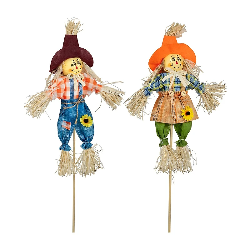 Northlight 18in Boy And Girl Scarecrow Picks 2-pc. Thanksgiving Tabletop Decor
