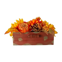 Northlight Leaf And Berry In Wooden Box Thanksgiving Tabletop Decor