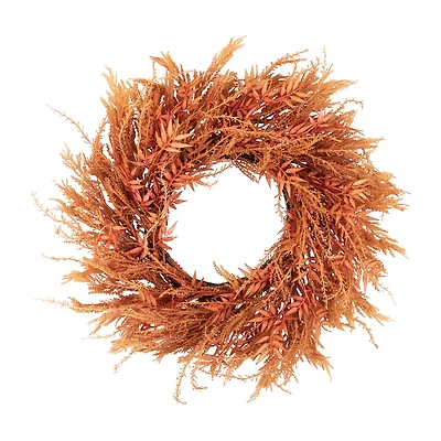 Northlight 24in Peachy Pampas Grass Unlit Wreath