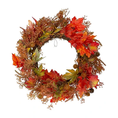Northlight 24in Maple Leaf And Berry Unlit Wreath