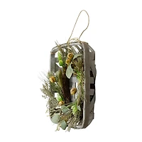 Northlight Cattail Grapevine Wooden Tray Hanging Wreath
