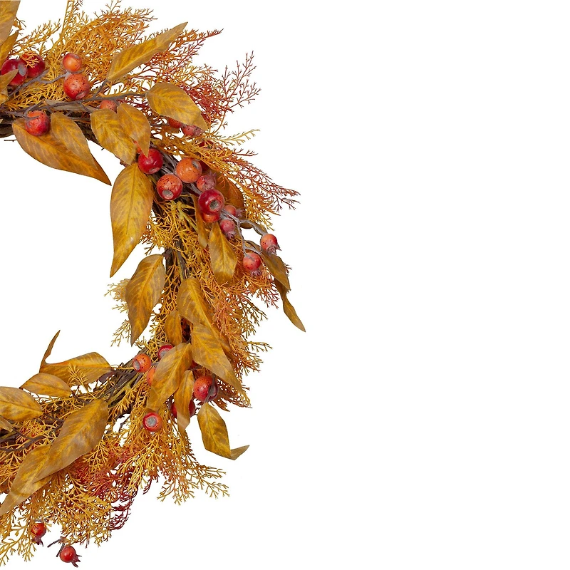 Northlight 24in Yellow And Orange Berry Unlit Wreath