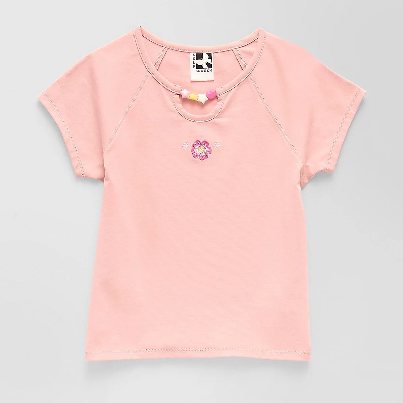 Self Esteem Big Kid Girls Round Neck Short Sleeve T-Shirt
