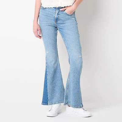 Arizona Curvy Womens Juniors Short High Rise Flare Leg Jean
