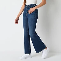 Arizona Curvy Womens Juniors Short High Rise Flare Leg Jean