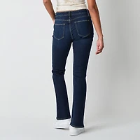 Arizona Womens Juniors Short Mid Rise Bootcut Jean