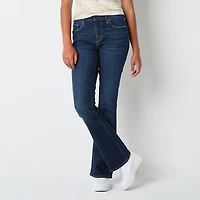 Arizona Womens Juniors Short Mid Rise Bootcut Jean