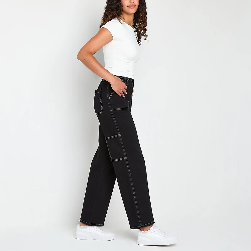 Arizona Womens Juniors Short Highest Rise Straight Leg Jean