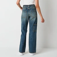 Arizona Womens Juniors Short Highest Rise Straight Leg Jean