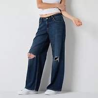 Arizona Airy Drape Womens Juniors Short Low Rise Baggy Fit Jean