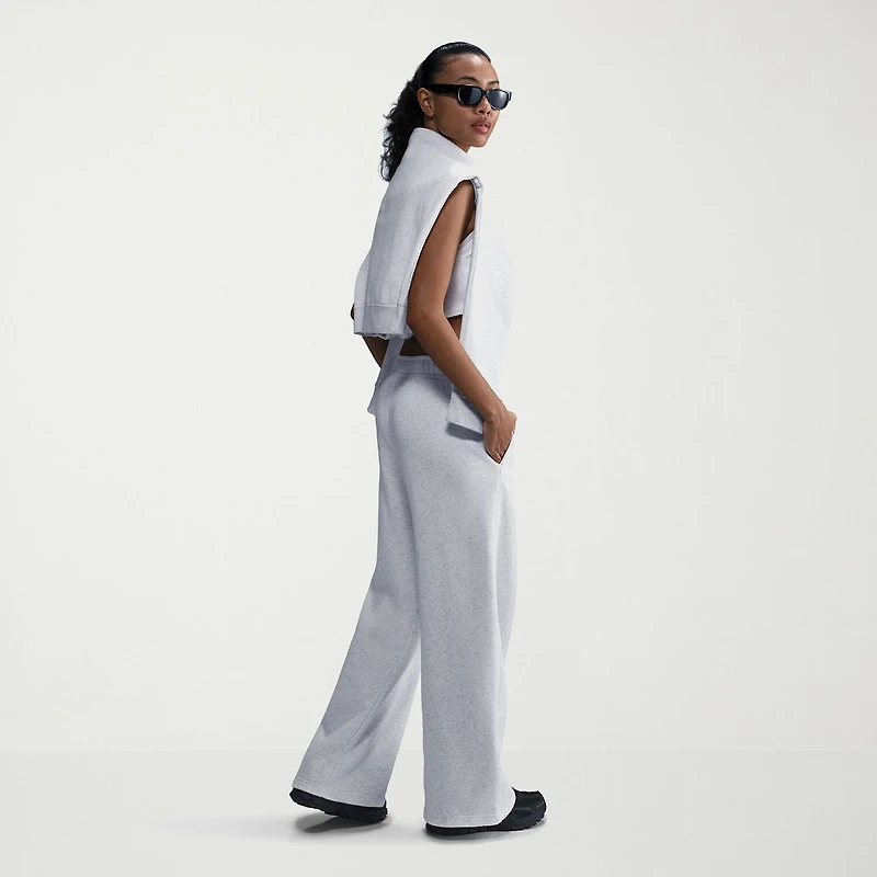 Nike Club Womens Wide Leg Mid Rise Fleece Sweatpant