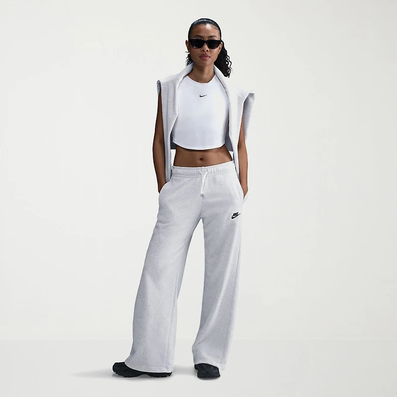 Nike Club Womens Wide Leg Mid Rise Fleece Sweatpant