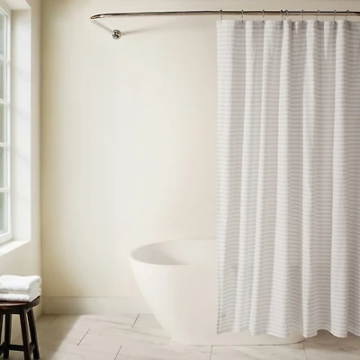 Casual Comfort Cotton Blend Classic Stripe Printed Shower Curtain