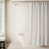 Casual Comfort Cotton Blend Classic Stripe Printed Shower Curtain