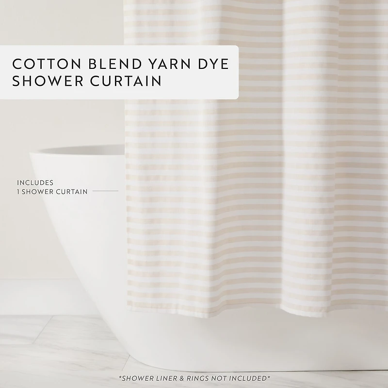 Casual Comfort Cotton Blend Classic Stripe Printed Shower Curtain