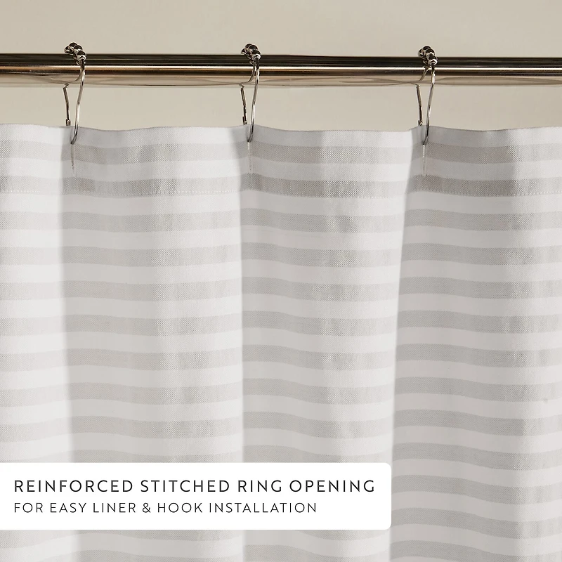Casual Comfort Cotton Blend Classic Stripe Printed Shower Curtain